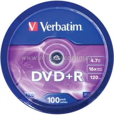  DVD Verbatim 4.7Gb 16X CakeBox 100 (43551)