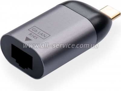 ������� USB-C to RJ45 Ethernet 1000Mbps compact Vinga (VCPATCLGBC)