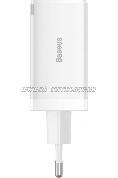 �������� ������� Baseus 2xUSB-C 65W + 1xUSB GaN + cable USB-C to USB-C 100W 1.0m white (CCGP120202)