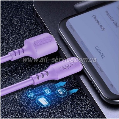 ���� ������ USB 2.0 AM to USB-C 1.0m soft silicone violet ColorWay (CW-CBUC044-PU)