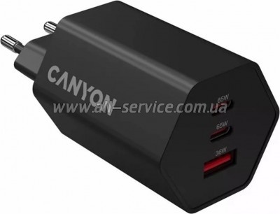 �������� ������� Canyon HEXAGON 65 GaN 65W 2xPD 1xQC EU Black (CND-CHAHEX65B)