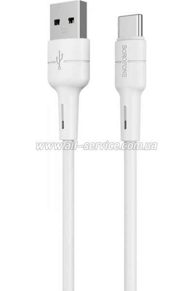 ���� ������ USB 2.0 AM to USB-C 1.0m 3A silicone BX30 white BOROFONE (6931474706935)