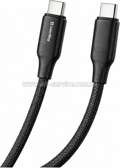 ���� ������ USB-C to USB-C 1.0m 3A 60W TPE embossed black ColorWay (CW-CBPDCC101-BK)