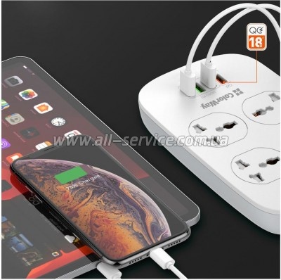 ������� ������ �olorWay 4 �������/ 4USB 1QC3.0 + 3 AUTO ID White 1.8M (CW-CHU44QW)