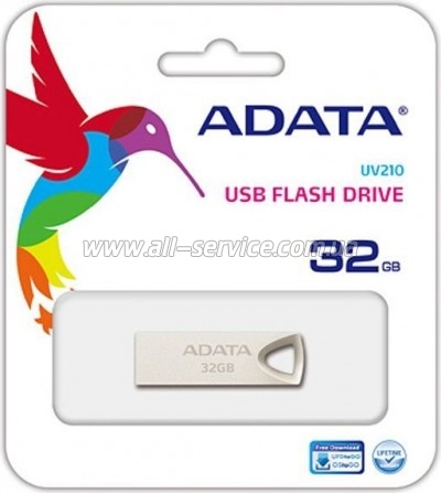 ������ ADATA 32GB UV210 Metal Silver USB 2.0 (AUV210-32G-RGD)