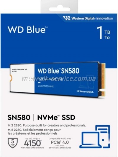  SSD M.2 2280 1TB SN580 Blue WD (WDS100T3B0E)