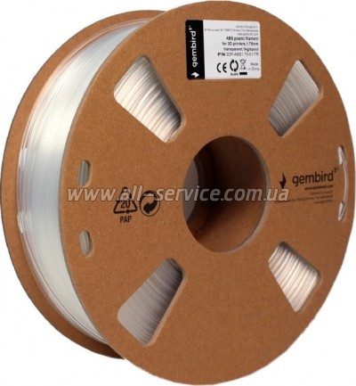 ������� ��� 3D-�������� Gembird ABS, 1.75 ��, 1kg, transparent (3DP-ABS1.75-01-TR)