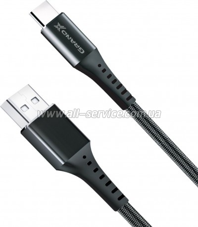 ���� ������ USB 2.0 AM to USB-C 1.2m Black Grand-X (FC-12B)