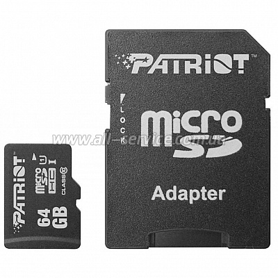   Patriot 64GB microSDXC C10 UHS-I LX + SD (PSF64GMCSDXC10)