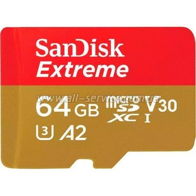   SanDisk 64GB microSD class 10 UHS-I Extreme For Action Cams and Dro (SDSQXAH-064G-GN6AA)