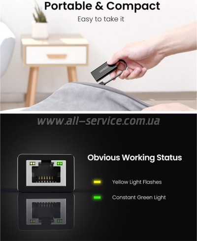 ������� USB 2.0 AM to RJ45 Ethernet 100Mbps CR110 Ugreen (20254)