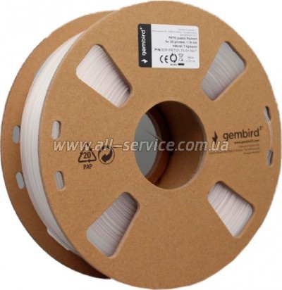 ������� ��� 3D-�������� Gembird PETG, 1.75 ��, natural, 1 �� (3DP-PETG1.75-01-NAT)