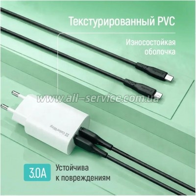 ���� ������ USB 2.0 AM to Micro 5P 1.0m 3A textured PVC black ColorWay (CW-CBUM094-BK)