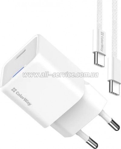 �������� ������� ColorWay GaN Mini 25W PD (CW-CHS052PDC-WT)