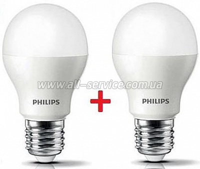 Комплект ламп светодиодных Philips LEDBulb E27 9-70W 6500K 230V A55 (1+1) (8717943885022) Комплект ламп светодиодных Philips LEDBulb E27 9-70W 6500K 230V A55 (1+1) (8717943885022)