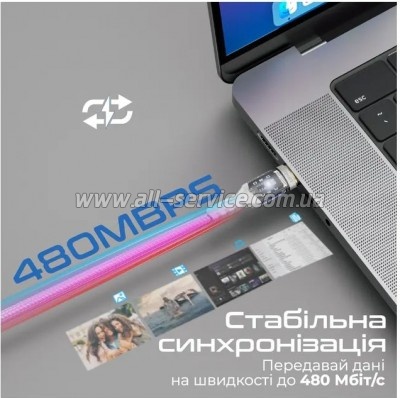 ���� ������ USB-C to USB-C 2.0m Promate (lucidline-cc200.white)