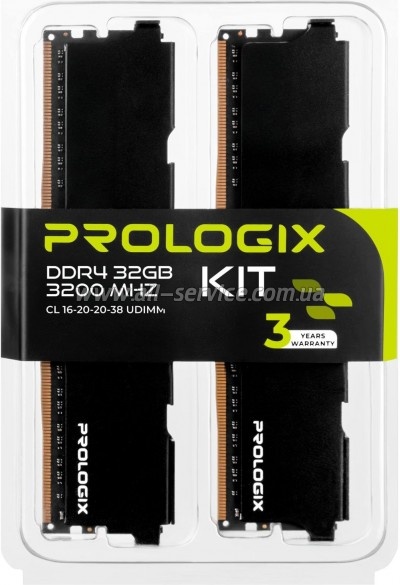 ������ ������ ��� ���������� DDR4 32GB (2x16GB) 3200 MHz Black Prologix (PRO32GB3200B4K)