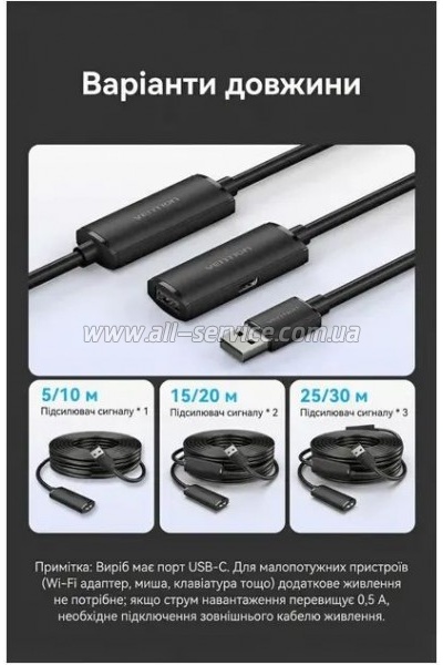 ���� ������ USB 2.0 AM/AF 20.0m Active black Vention (CBKBQ)