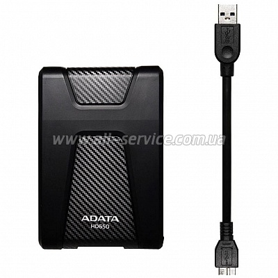  1TB ADATA HD650 2.5" USB 3.1 Durable Black (AHD650-2TU31-CBK)