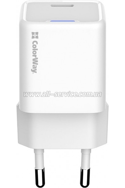 �������� ������� ColorWay C101C GaN Mini 20W PD PPS USB-C white (CW-CHS059PD-WT)