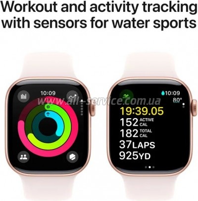 - Apple Watch Series 10 GPS 42mm Rose Gold Aluminium Case with Light Blush Sport Band - S/M (MWWH3QH/A)