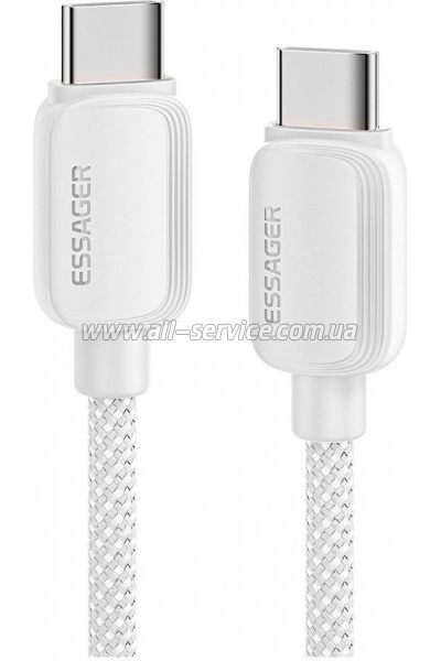 Дата кабель USB-C to USB-C 1.0m 100W white Essager (EXCTT1-WL02-P) Дата кабель USB-C to USB-C 1.0m 100W white Essager (EXCTT1-WL02-P)