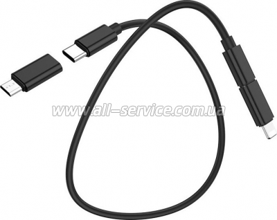 ���� ������ USB 2.0 AM to Lightning + Micro 5P + USB-C 1.0m KSC-325 KUHE 3A Black iKAKU (KSC-325)