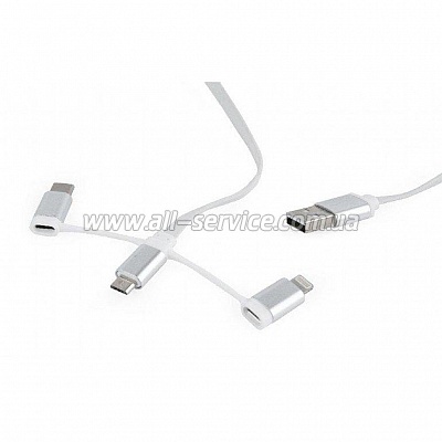   USB 2.0 AM to Lightning/Micro/Type-C 1.0m Cablexpert (CC-USB2-AMLM32-1M-W)