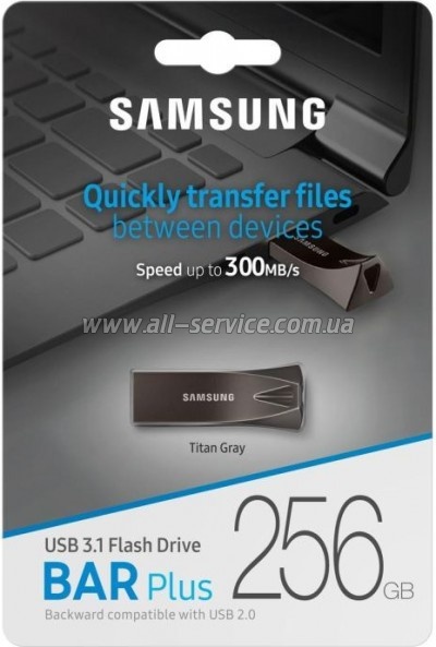  Samsung 256GB USB 3.1 Bar Plus Titan Gray (MUF-256BE4/APC)