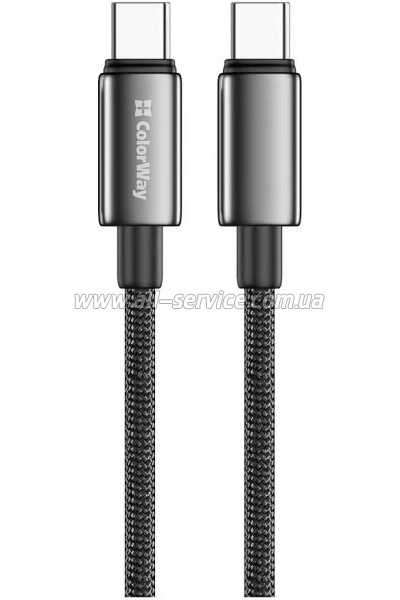 ���� ������ USB-C to USB-C 1.0m 5A 100W zinc alloy braided black ColorWay (CW-CBPDCC098-BK)
