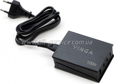 �������� ������� Vinga GaN 100W PD+QC 3C1A ports 1.2m (VCPCH100CB)