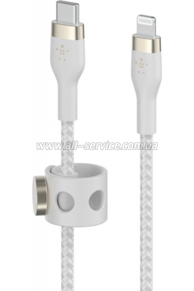 ���� ������ USB-C to Lightning 1.0m BRAIDED SILICONE white Belkin (CAA011BT1MWH)