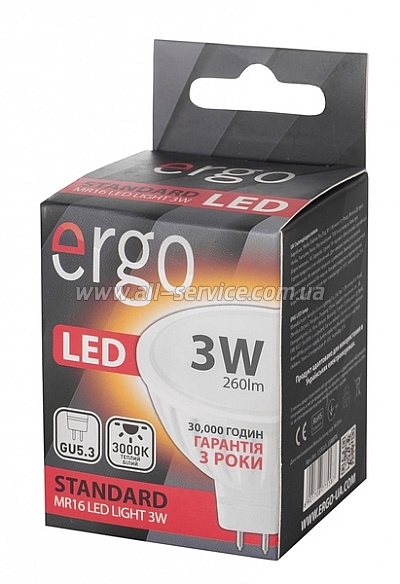  ERGO Standard MR16 GU5.3 3W 220V . . 3000K (LSTGU5.33AWFN)