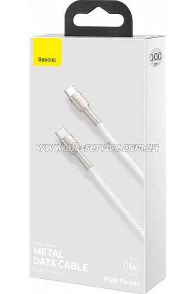 ���� ������ USB-C to USB-C 1.0m 100W metal white Baseus (CATJK-C02)