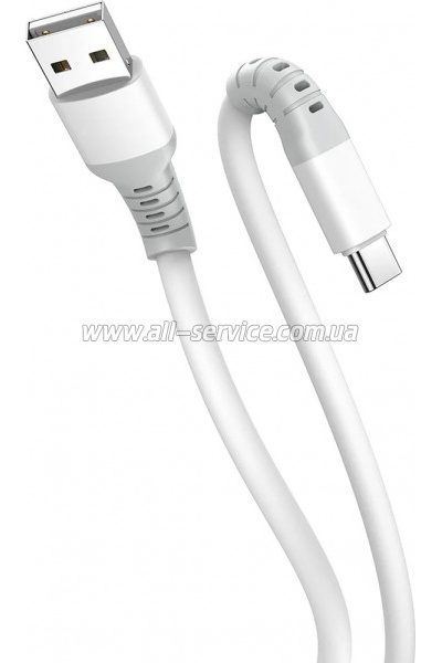 ���� ������ USB 2.0 AM to USB-C 1.0m 3A liquid silicone white ColorWay (CW-CBUC093-WT)