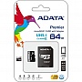   64GB ADATA microSDXC C10 UHS-I + SD (AUSDX64GUICL10-RA1)
