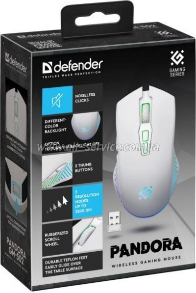 ����� Defender Pandora GM-502 LED Wireless White (52502)
