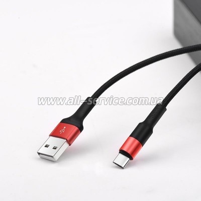 ���� ������ USB 2.0 AM to USB-C 1.0m 2A 18W nylon X26 black+red HOCO (6957531080251)