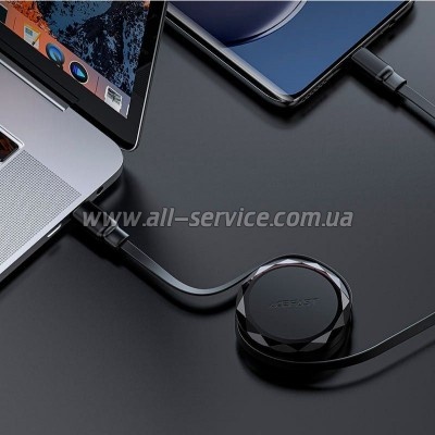 ���� ������ USB-C to USB-C 0.8m 60W dual retraction C13-03 Black Acefast (6974316280132)