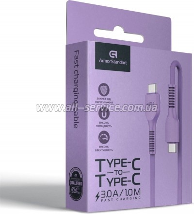 ���� ������ USB-C to USB-C 1.0m AR88 3A purple Armorstandart (ARM65291)