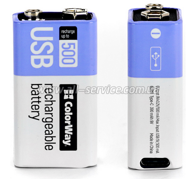  ColorWay  USB- 390 mAh 9V Li-Polymer (CW-UB9V-06)