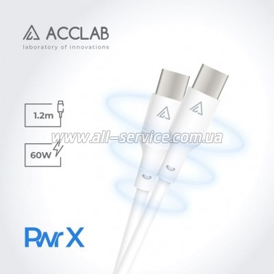 ���� ������ USB-C to USB-C 1.2m PwrX 60W ACCLAB (1283126559563)