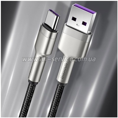 ���� ������ USB 3.1 AM to USB-C 0.25m 6.0A 66W Cafule Series Metal Black Baseus (CAKF000001)