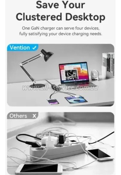 �������� ������� Vention 4xUSB 100W Black (FBSBG-EU)