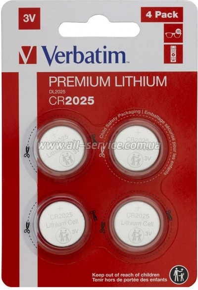 ��������� Verbatim CR 2025 Lithium 3V * 4 (49532)