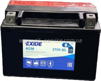   EXIDE AGM 8Ah (ETX9-BS)