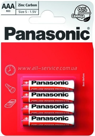  Panasonic AAA R03 RED ZINK * 4 (R03REL/4BP)