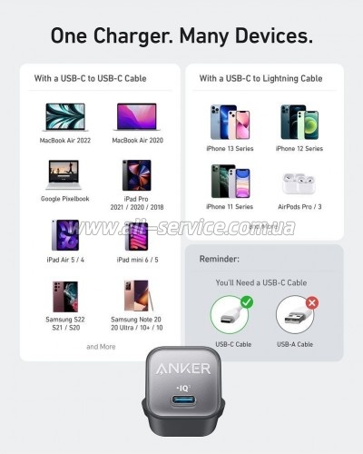 �������� ������� Anker USB-C PD 30W white (A2147G21)