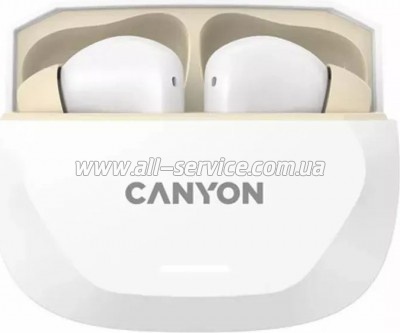 �������� Canyon Hexagon 7 TWS ANC+ENC Wireless Charge White/Beige (CNS-TWS7WB)