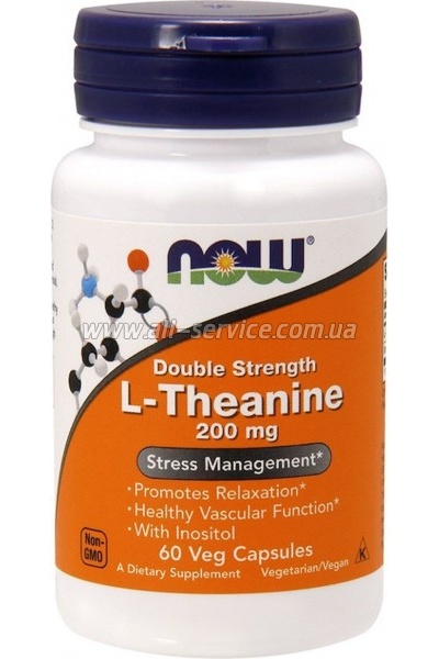  Now Foods L-, L-Theanine, Double Strength, 200 , 60  (NOW-00147)